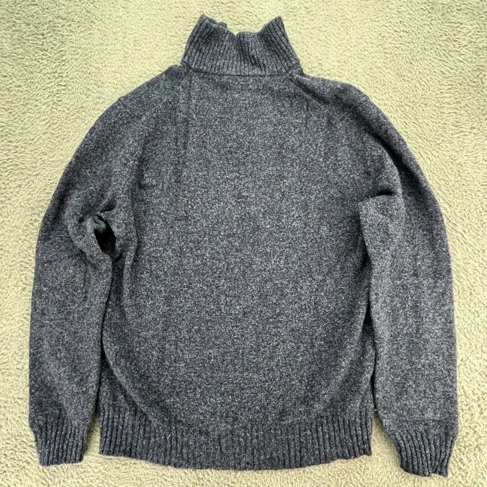 J Crew Men's 100% Lambswool‎ 1/4 Zip Sweater Dark Heather Blue Size M
